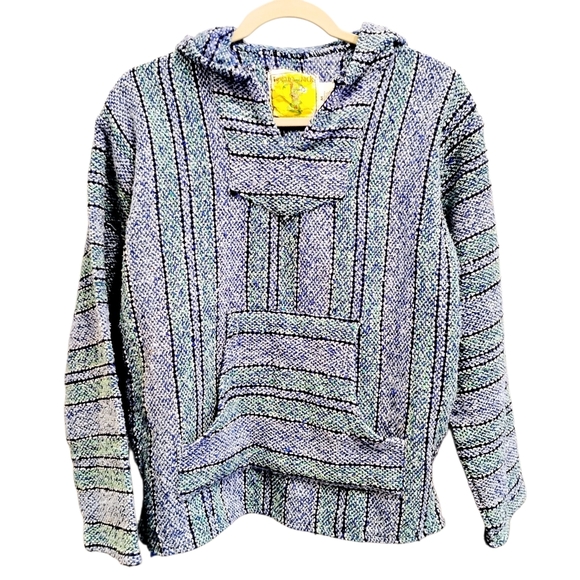 Iguana Jack Tops - Iguana Jack Surf Hoodie Womens Sz MEDIUM Pocket Skater Blue/White/Teal Casual